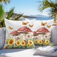thumbnail image 4 of Outdoor Pillow Cover Mushroom Sunflower Set of 2 Waterproof Throw Pillowcases Butterfly Floral Leaf Decorative Patio Furniture Pillows for Couch Garden Indoor & Outdoor Use, 4 of 9