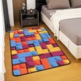 thumbnail image 3 of Erosebridal Building Blocks Area Rug 5x7, Colorful Rug , 3D Rainbow Construction Brick Carpet Funny Patchwork Geometric Rectangle Non Slip Accent Rug For Bedside, 3 of 6