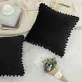 thumbnail image 2 of Unique Bargains 2-Pack Soft Velvet Pompoms Throw Pillow Covers 18" x 18" Black, 2 of 8