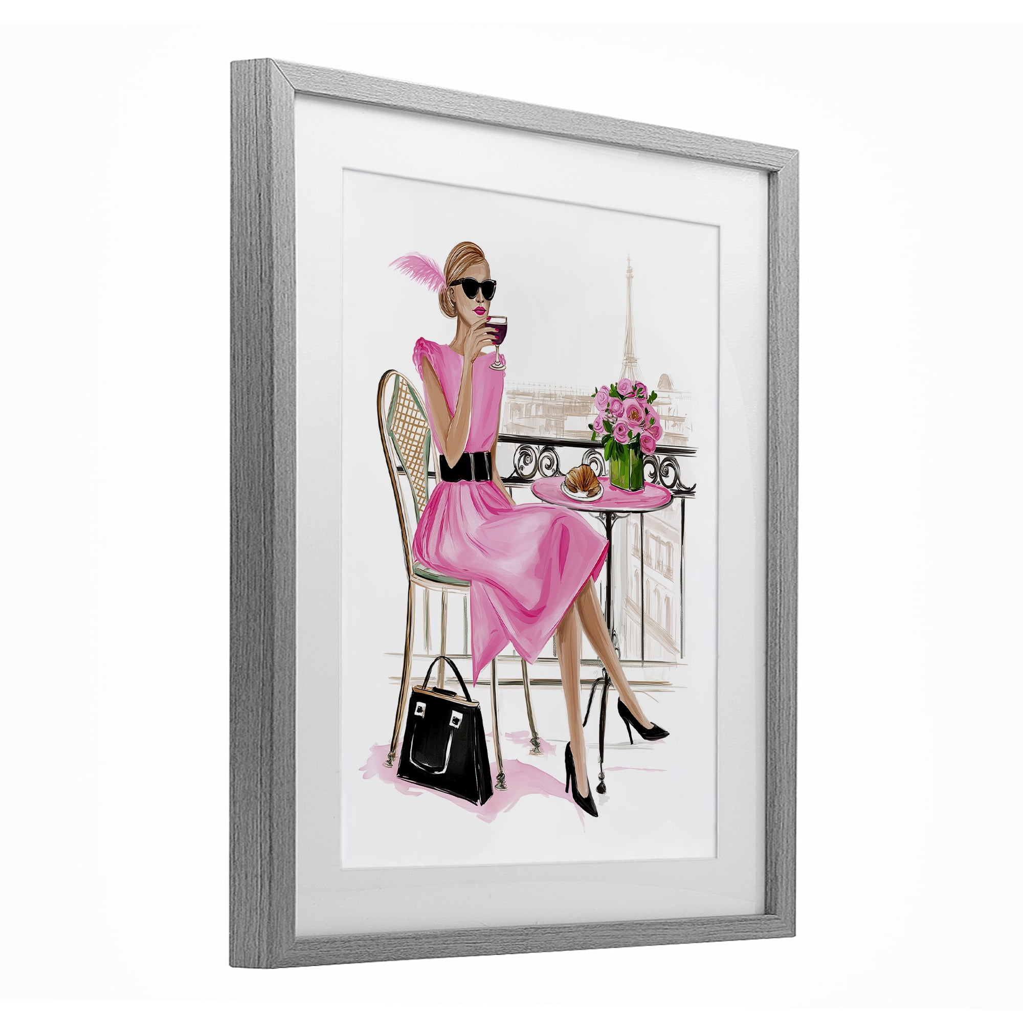 Stupell Industries Parisian Chic on Cafe Balcony Gray Framed Print Under Glass, design by Jess Stempel