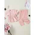 thumbnail image 4 of CARETOO Toddler Girl Casual Clothes Outfits Stripe Tops Pants Cotton Fabric 2pcs 2T 5T Girl Clothing, 4 of 11