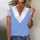 thumbnail image 4 of Gibobby Playera Corte clásico para MujerTops verano para mujer, camisetas con escote en V y retazos encaje, camisetas manga corta, camisetas casuales suelt(Azul,G), 4 of 5