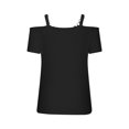 thumbnail image 4 of Royisotas Womens off Shoulder Shirts Short Sleeve Loose Blouses Zipper Dressy V Neck Fashion Tunic T Shirts for Ladies off Shoulder, 4 of 6