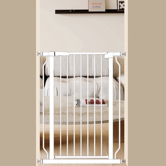 Fairy Baby Baby Gate Tall 40.55" Extra Wide Pet Dog Gate 30"-34" White Metal