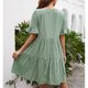 thumbnail image 4 of Vestido de manga corta, escote en V, manga con volantes, vestido de cuello en V, manga con volantes, vestido de manga corta con cuello en V, mayor durabilidad, 4 of 6
