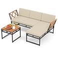 thumbnail image 2 of Costway 3 PCS L-Shaped Patio Furniture Set with Loveseat Square Coffee Table Soft Back, 2 of 10