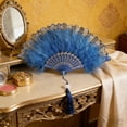 thumbnail image 5 of MMJ Folding Fan Vintage Puffy Handheld 16.54x9.06in for Wedding Dance Performance Party Picnic Indoor Outdoor Decor Gift, 5 of 6