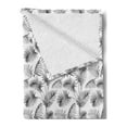 thumbnail image 2 of Grey and White Soft Flannel Fleece Blanket, Tropical Palm Leaves Botanical Exotic Jungle Hawaiian Rainforest Pattern, Cozy Plush for Indoor and Outdoor Use, 50" x 60", Grey and White, by Ambesonne, 2 of 5