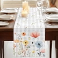 thumbnail image 3 of Table Runners 90 Inches Long Dress Scarves, Botanical Wildflowers Farmhouse Coffee/Dining/Kitchen Table Runner for Living Room, Spring Farmhouse Floral Grey Plaid 13x90 Inch, 3 of 9