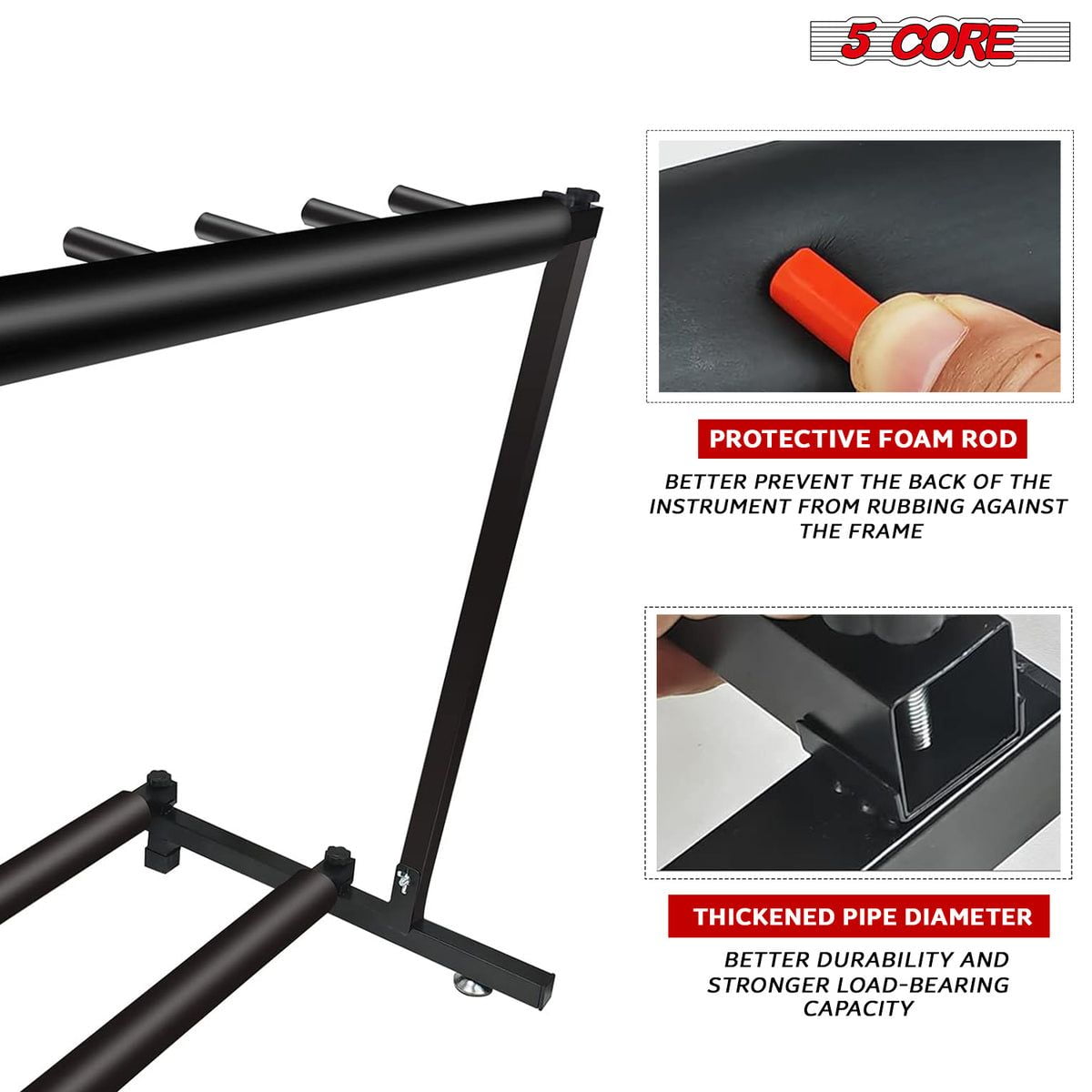 Guitar Rack 3 Slot Multi Guitar Stand Triple Display Floor Stand Safe Storage Foldable Portable for Electric Acoustic Flying V Guitars - GRack 3N1