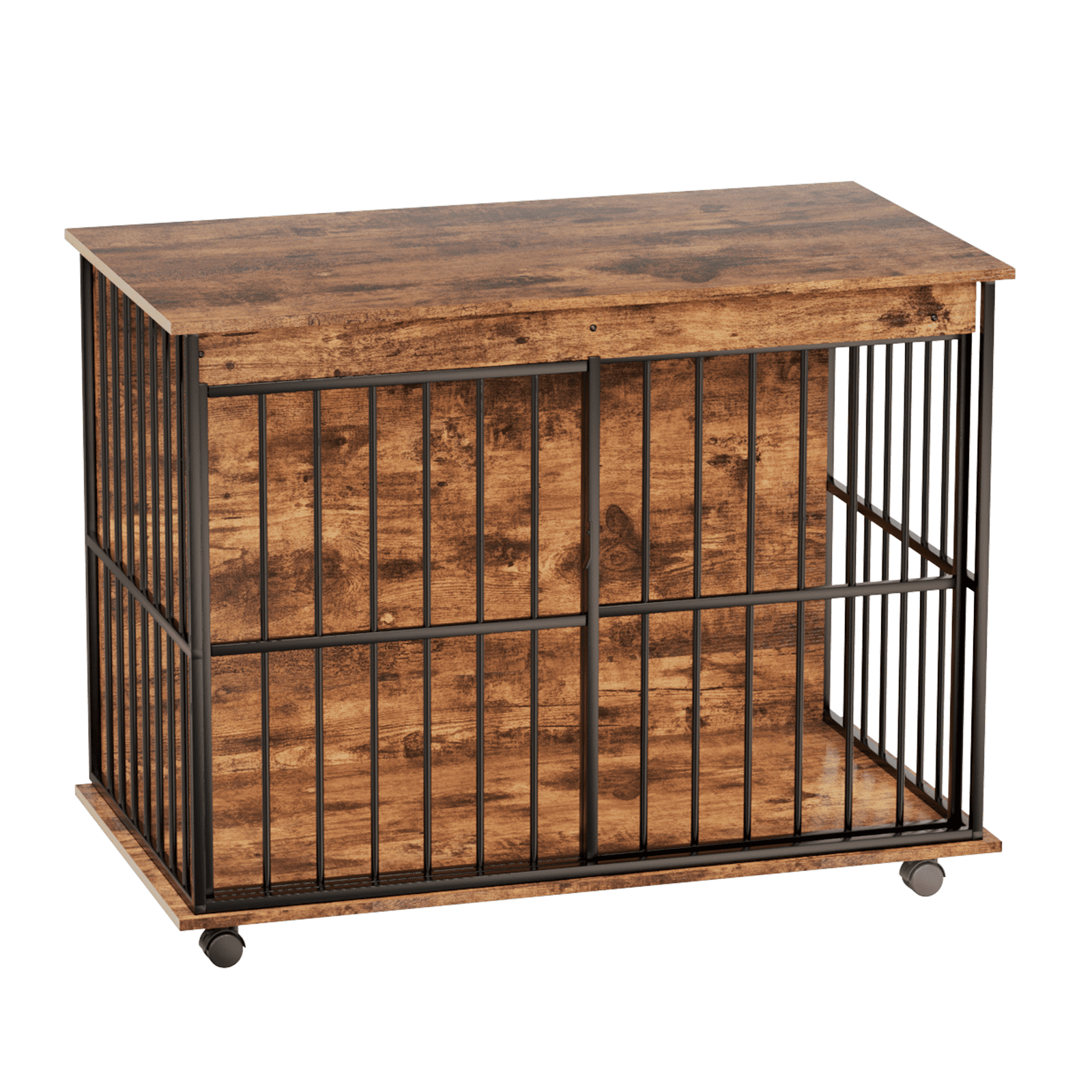 Large Wooden Dog Crate Furniture with Tray, Spacious Kennel for Medium to Large Dogs