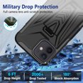 thumbnail image 2 of For iPhone 12 Case with Belt Clip Holster, Heavy Duty Military Grade Drop Protective, with Rotating Kickstand Shockproof TPU Shell Durable Rugged Cover For iPhone 12, Black, 2 of 5