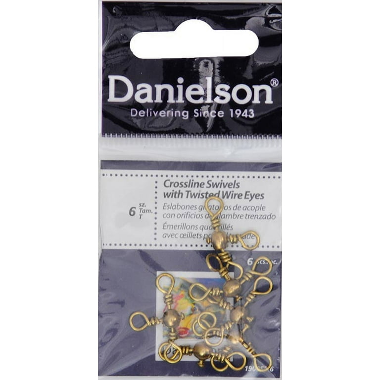 Danielson Brass Crossline Swivels Fishing Terminal Tackle, #6, 6-pack 