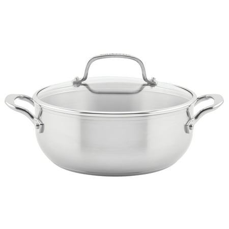 

KitchenAid 3-Ply Base Stainless Steel Induction Casserole with Lid 4 Quart Brushed Stainless Steel
