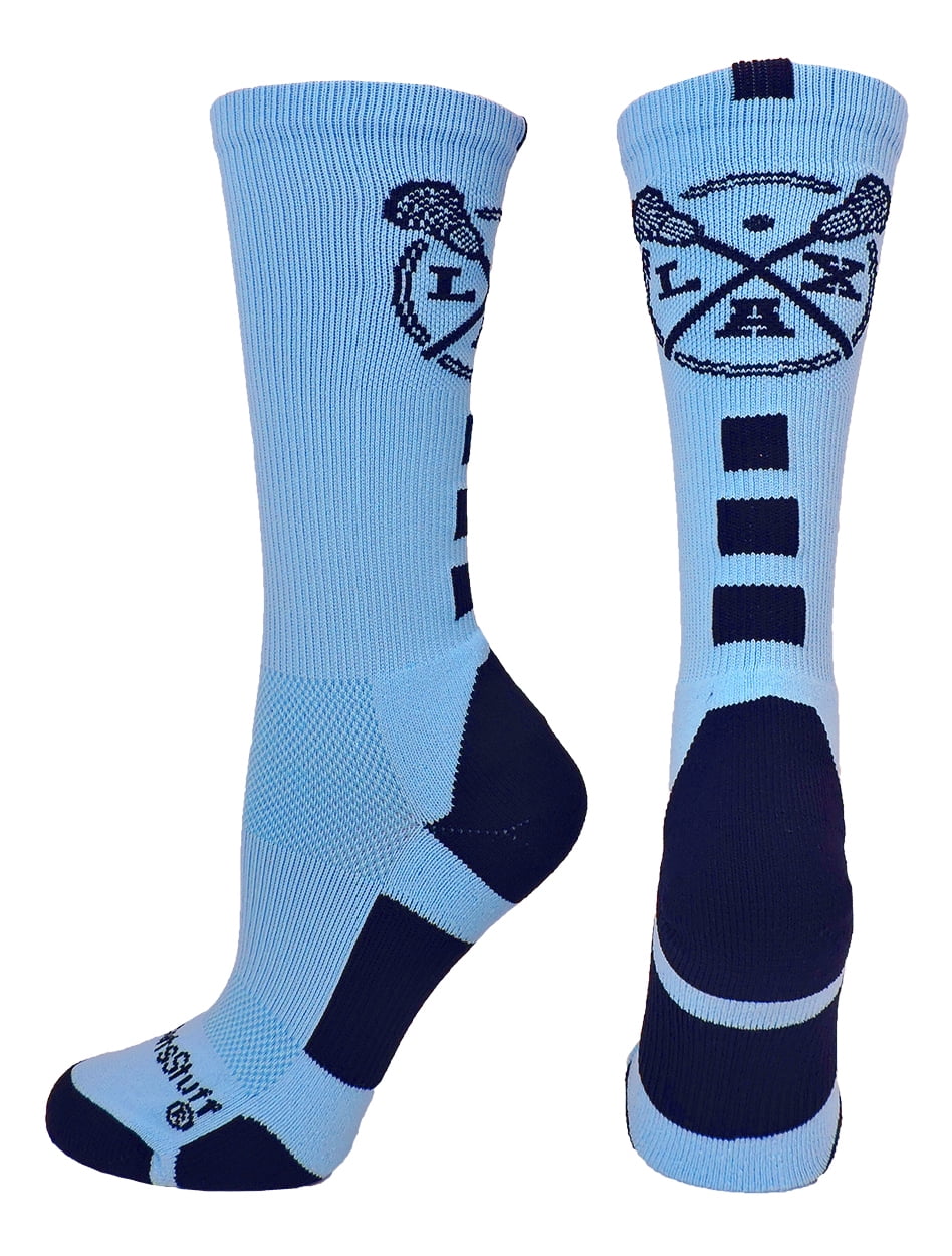 LAX Lacrosse Socks with Lacrosse Sticks Athletic Crew Socks (Columbia