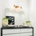thumbnail image 4 of LNC Gold 3-Light Bathroom Vanity Light with Seeded Glass Conical Shades, Dimmable, 4 of 15