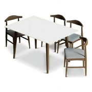 Adir Modern Solid Wood Table and Gray Fabric Chair Dining Room & Kitchen Set
