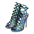 thumbnail image 5 of Liliana DI38 Women Hologram Snakeskin Open Toe Hollow Out Stiletto Sandal, 5 of 6