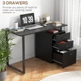 thumbnail image 4 of Modern 47" Black Computer Desk with Drawers & Removable File Cabinet – Home Office Writing Desk for Study & Small Spaces, 4 of 7