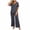 A Dark Gray, variant on Short Sleeve Loungewear Set Ndbuld Summer Women's Solid 2 Piece Loungewear Set V Neck Ruched Short Sleeve Maternity Wide Leg Sleep Pants Coffee,Free Size