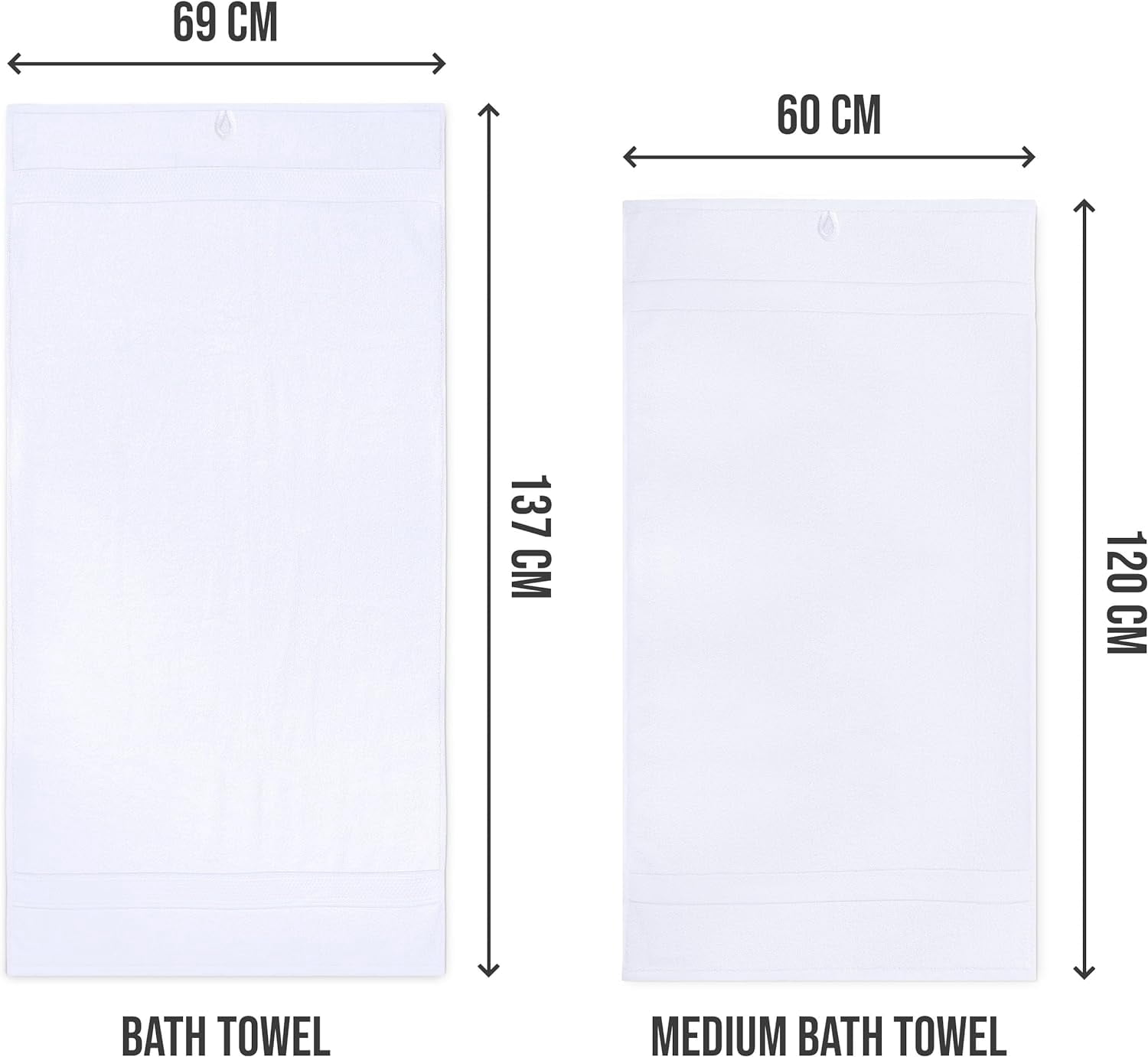 6 Pack Medium Bath Towel Set, 100% Ring Spun Cotton (24 x 48 Inches) Lightweight and Highly Absorbent Quick Drying Towels, Premium Towels for Hotel, Spa and Bathroom (White)