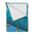 thumbnail image 2 of Yellow Submarine Soft Flannel Fleece Throw Blanket, Submarinend Diver Jumping Dolphins Illustration Print, Cozy Plush for Indoor and Outdoor Use, 50" x 70", Petrol Blue and Ginger, by Ambesonne, 2 of 5