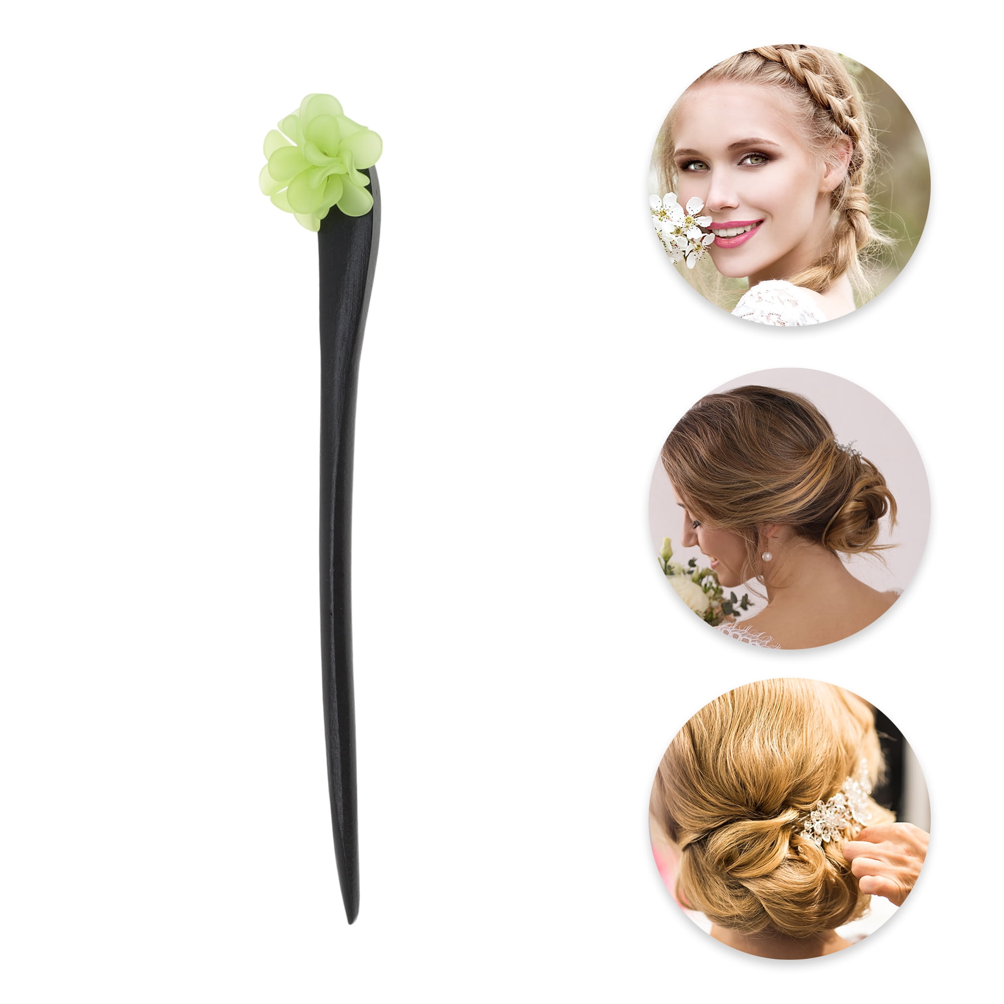 Unique Bargains Simple Comfortable No Slip Flower Hair Chopstick for Women 1 Pc White
