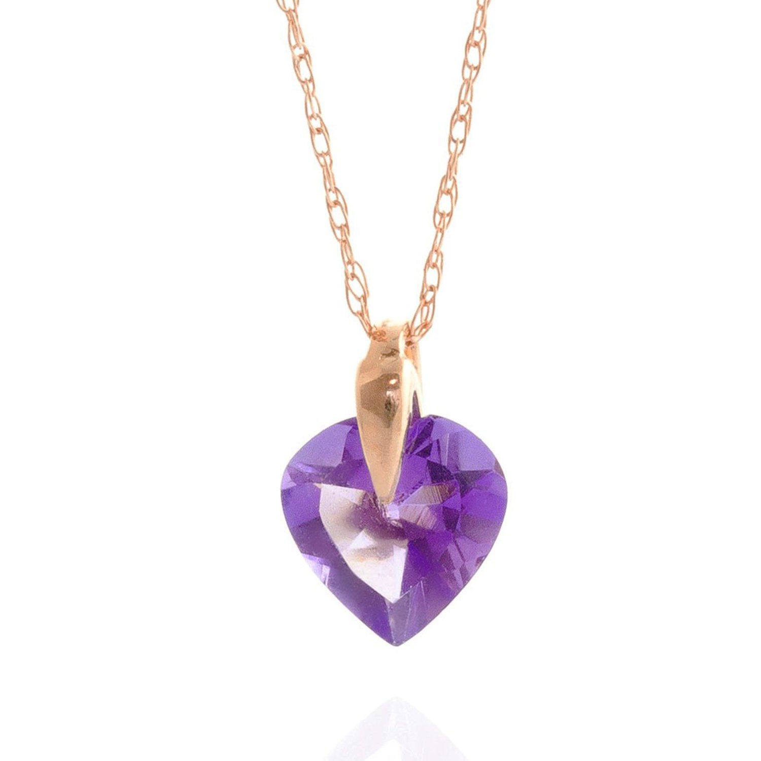 Galaxy Gold 14K Solid Gold Natural Amethyst Pendant Necklace for Women - Rose Gold Fine Jewelry