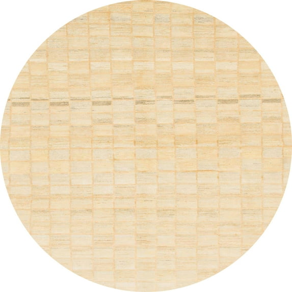 Ahgly Company Machine Washable Indoor Round Abstract Khaki Gold Area Rugs, 6' Round