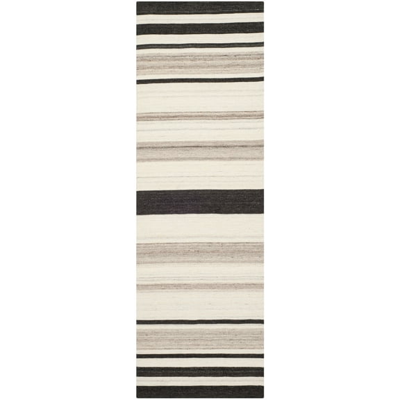 SAFAVIEH Dhurries Leila Geometric Runner Rug, Natural/Grey, 2'6" x 8'