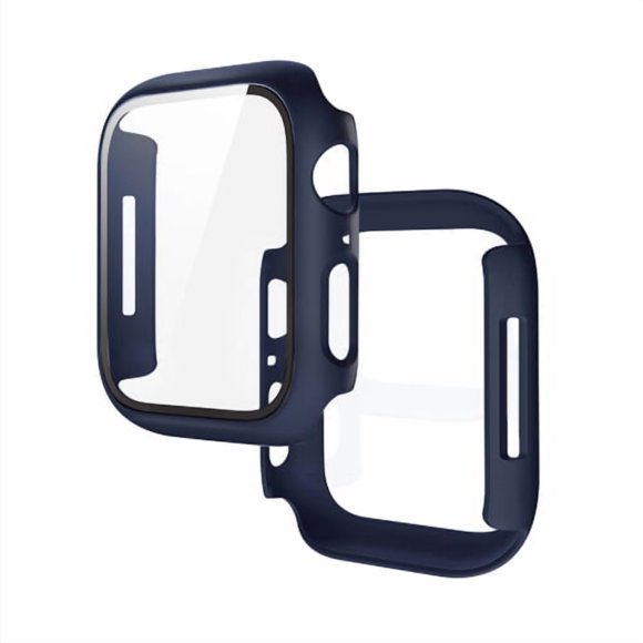 Étui pour Apple Watch 41 mm Series 9/Series 8/Series 7 avec Protecteur d'Écran en Verre Trempé, Pare-Chocs Protecteur et Couvre-Visage Mince pour iwatch S9/S8/S7 41 mm - Bleu