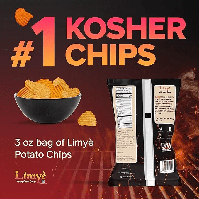 Limyè Potato Chips, World Spice Flavor and Sweet Heat BBQ, Kosher, Allergen Free, Vegan, 12 Pack, 3 Oz