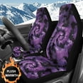 thumbnail image 2 of Uorisanigo Car Seat Cover, Purple Tie Dye Front Seat Cover for Auto Trucks Van SUV, Premium Coral Velvet Fabric Seats Protection, Set of 2, Easy-Install Summer & Winter, 2 of 7
