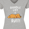 thumbnail image 4 of Inktastic Doodle Life is Ruff Golden Doodle Women's V-Neck T-Shirt, 4 of 5
