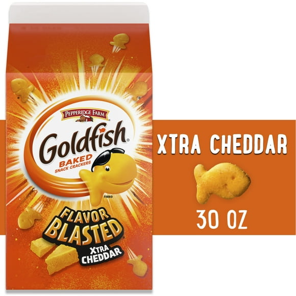 Goldfish Flavor Blasted Xtra Cheddar Cheese Crackers, Baked Snack Crackers, 30 oz Carton