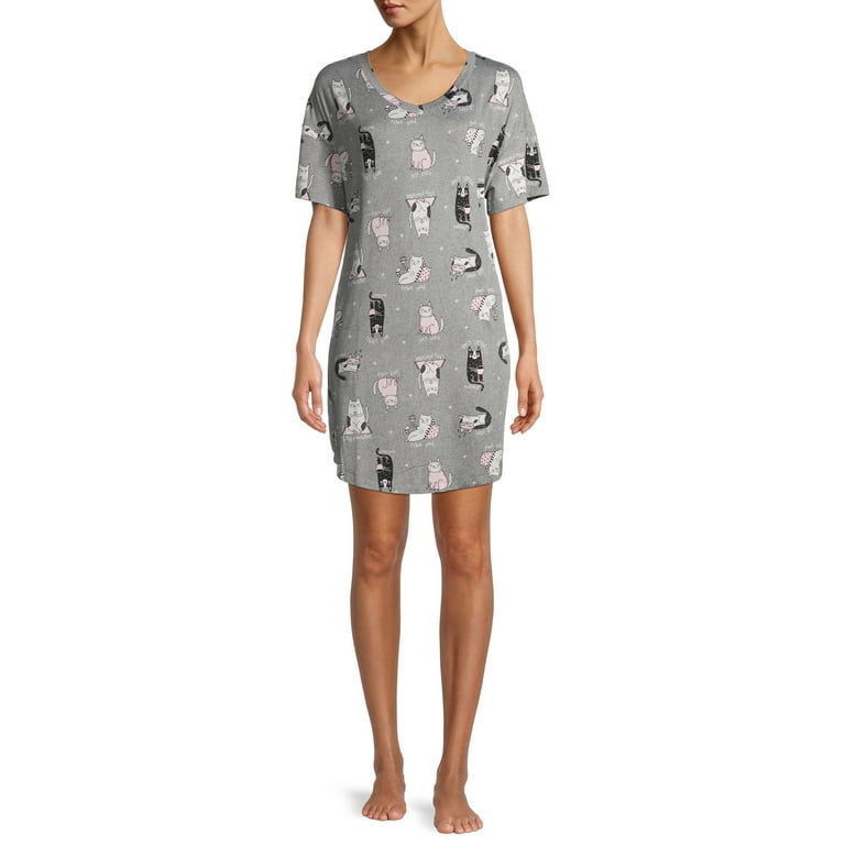 Secret Treasures Women s Short Sleeve Cats Sleepshirt Walmart