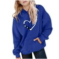 thumbnail image 2 of ATOGUTA Girls Vintage Sweatshirts Long Sleeve Pullover Top Hoodie Kids Fall Winter Sweatshirts Size 5T-15, Blue, 2 of 6
