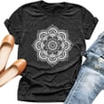 thumbnail image 3 of Camiseta de mujer Blusa de verano con cuello redondo y manga corta floral, Negro, XL Monstrate AP002559-22, 3 of 5