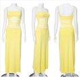 thumbnail image 4 of Conjunto de Dos Piezas para Mujer: Conjunto de Vacaciones de Verano, Sin Mangas, de Asimétrica, Top Corto y Faldas Largas. Amarillo L, 4 of 9