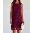 thumbnail image 2 of Vestido BTFBM para mujer, hueco, bordado en círculo, rojo vino, 2 of 6