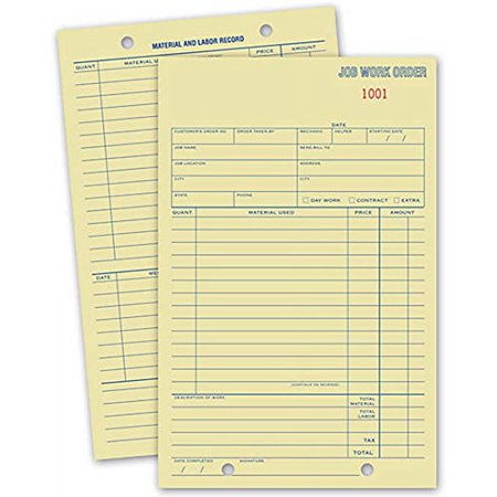 EGP Padded Job Work Order Cards - 500 Cards