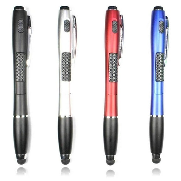 stylus pen [4 pcs], 3-in-1 touch screen pen (stylus   ballpoint pen   led flashlight) for smartphones tablets [black   silver   red   blue]   4 extra ink
