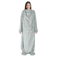 thumbnail image 7 of Catalonia Wearable TV Blanket with Sleeves Arms & Feet pockets for Adult Micro Plush Fleece Large Wrap Throw Robe 73" x 53", 7 of 7