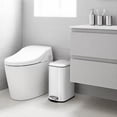 thumbnail image 2 of Bathroom Trash Can with Lid, 3.2 Gallon / 12 Liter Stainless Steel Garbage Can with Removable Liner Bucket, Small Step Wastebasket with Slim Design for Toilet Bedroom Office, White, 2 of 6