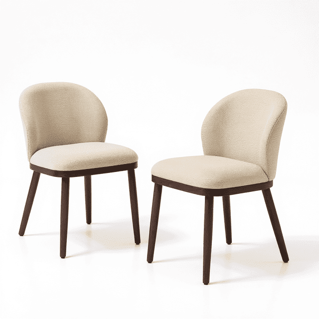 Ensemble de 2 Chaises de Salle à Manger Modernes avec Dossier, Rembourrées en Tissu de Lin