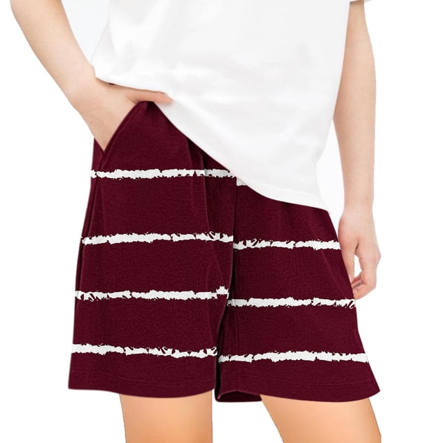 Odeerbi 5-14 Años Niños Niñas Verano Pantalones Cortos A Rayas Workout Pantalones Cortos Deportivos Lindo Transpirable Pantalones Cortos Con Bolsillos