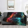 thumbnail image 2 of Yiaed Neon Spectrum Cat Portrait Print Blanket Throw Blanket Soft Cozy Flannel Blanket for Home Bed Sofa Couch Chair-80"x60", 2 of 6