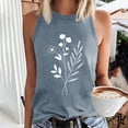 thumbnail image 2 of Youyipin Womens Tops Womens Flower Print Crewneck Tank Tops Graphic Curved Hem Sleeveless Tops Summer Casual Loose Fit Shirts Beach Vacation Clothes For Women, 2 of 4