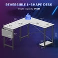 thumbnail image 5 of CONCETTA 49 Inch Modern L Shaped Computer Desk with Lower Storage Shelf & Side Bag, Two-Way Convertible Corner Gaming Table for Home Office, White, 5 of 8