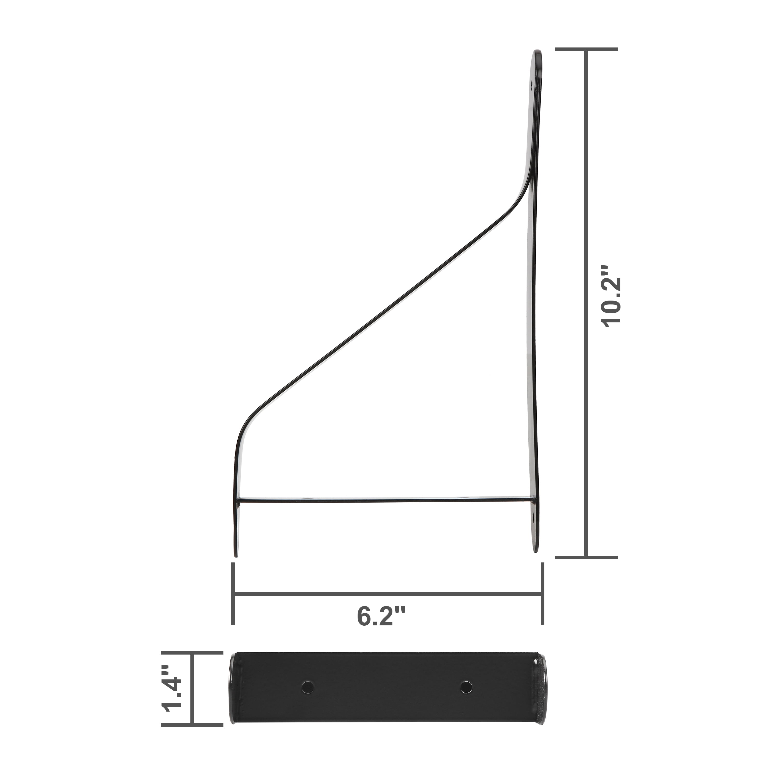 Hyper Tough 6-Inch Black Metal Ribbon Shelf Bracket, 8134